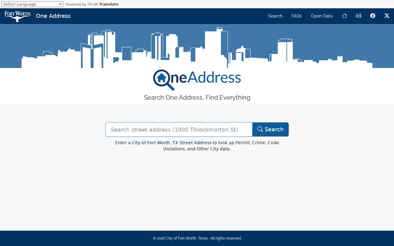 Tarrant neighbors municipal address context in Fort Worth One Address