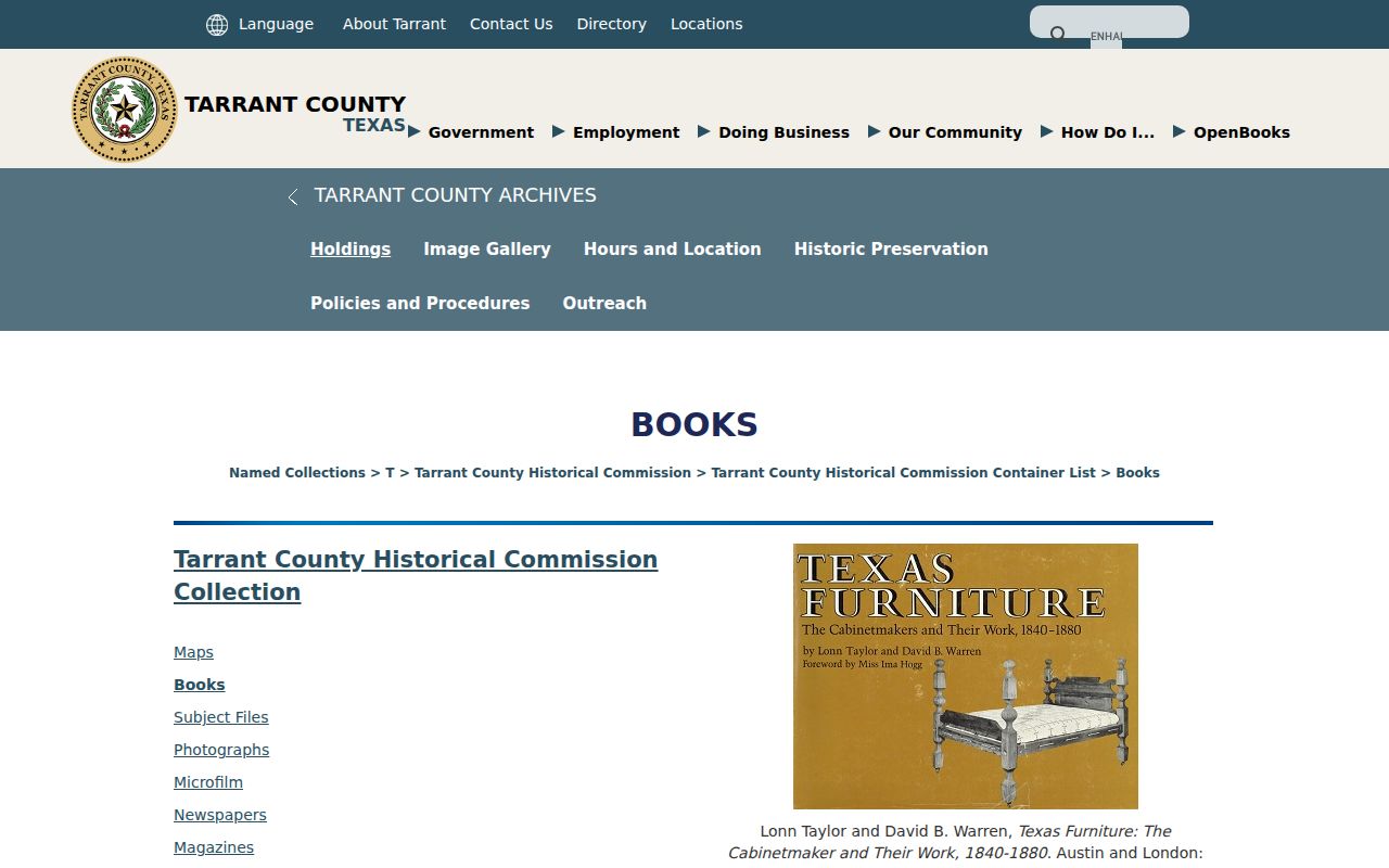 Tarrant city directory holdings at Tarrant County Archives